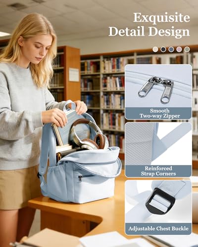 Lightweight School Backpack for Women Men, Multi Pocket Backpack for College Students, Waterproof Middle School Bags, Simple Bookbag for Teens Girls Boys, Blue - color: Blue