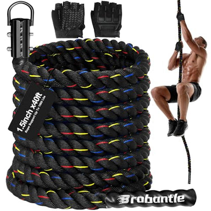 Climbing Rope Gym Workout - 1.5inch Diameter with 10FT 15FT 20FT 30FT 40FT Gym Climb Rope Heavy Duty Workout Exercise Ropes for Adults Indoor Outdoor Strength Training - style: 1.5in X 30ft