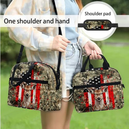 Backpack for Boys Girls Teens, 3 in 1 Lightweight American Flag Deer School Backpack with Lunch Box Pencil Case for Kids, 3Pcs School Bag - color: American Flag Deer
