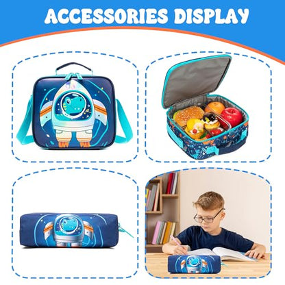 Meetbelify Kids School Backpacks for Girls Boys Backpack with Lunch Bag for Elmentary Students - color: 02 Blue