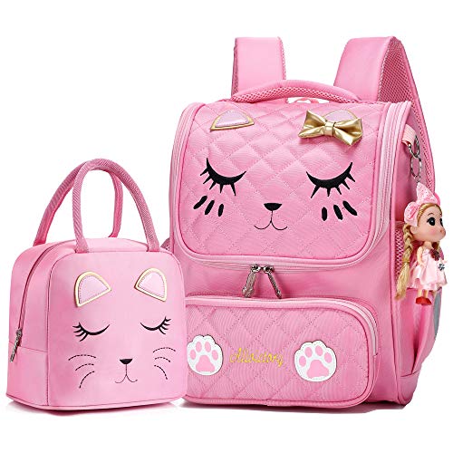 AO ALI VICTORY Girls Backpacks, Waterproof Cute Backpack for Kids Toddler Girl Preschool Bookbags Elementary School Bags - color: Pink Set, size: Large