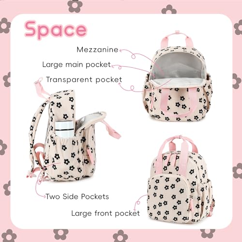Bluboon Toddler Backpack for Girls Boys 2-4 Cute 12" Preschool Kindergarten Backpacks Kids Daycare Bags School Travel (Black Flower-Beige, Age 2-4 (12" H not Fit A4 Folder)) - color: Black Flower-beige, size: Age 2-4 (12" H not Fit A4 Folder)