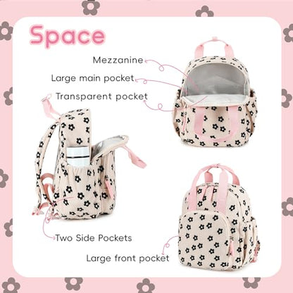 Bluboon Toddler Backpack for Girls Boys 2-4 Cute 12" Preschool Kindergarten Backpacks Kids Daycare Bags School Travel (Black Flower-Beige, Age 2-4 (12" H not Fit A4 Folder)) - color: Black Flower-beige, size: Age 2-4 (12" H not Fit A4 Folder)