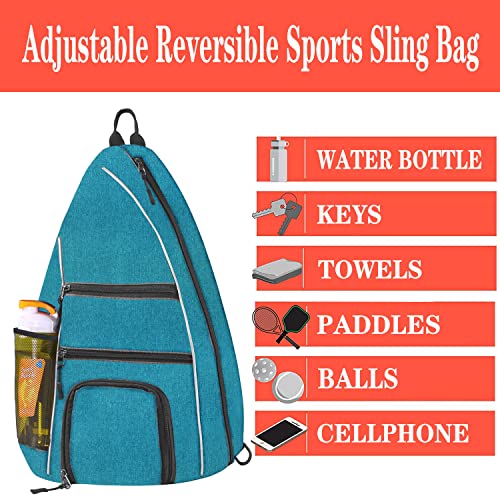 Pickleball Bag - Pickleball Bags for Women Men - Pickleball Backpack - Travel Pickleball Paddle Case, Pickle Ball Bag for Pickleball Paddle Tennis Racket, Protable Pickleball Sling Bag - color: Blue-green