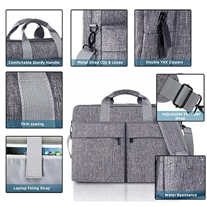 KINGSLONG 17.3 inch Laptop Briefcase Bag, Laptop Shoulder Bag for Men Women, Water Resistant Business Crossbody Bag with Shoulder Strap, Computer Bag for Asus Acer Dell Thinkpad, Grey - color: Grey