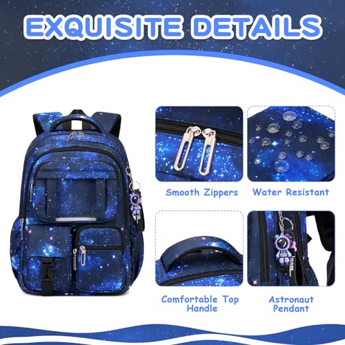 PIG PIG GIRL Kids Backpack for Girls Boys School Bags for Middle School Students Book Bag for Elementary Primary Kawaii Ita Backpack, Galaxy Astronaut - color: Galaxy Blue