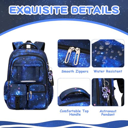 PIG PIG GIRL Kids Backpack for Girls Boys School Bags for Middle School Students Book Bag for Elementary Primary Kawaii Ita Backpack, Galaxy Astronaut - color: Galaxy Blue