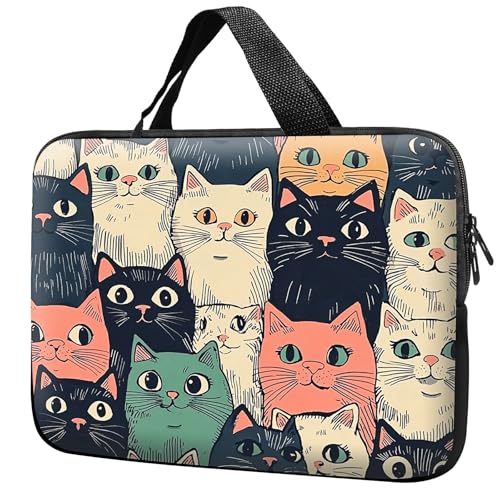 Laptop Sleeve with Handle 10 Inch, Waterproof Laptop Case Bag, Colorful Cats Pattern Design Computer Sleeve Compatible with MacBook Air, Pro, HP, Dell, Lenovo, ASUS - color: Colorful Cats, size: 10inch(9.7-10.5")
