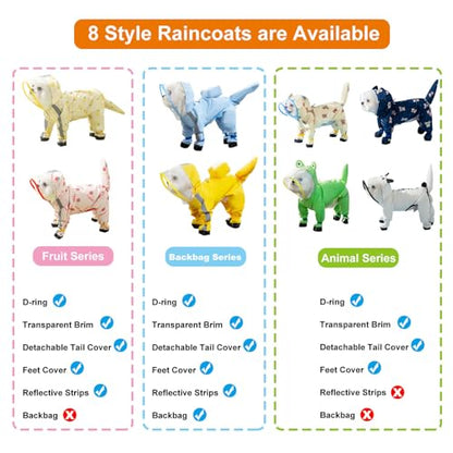 Junchl Small Dog Raincoat Rainboots with D-Ring, Full Coverage Dog Rain Jacket Slicker Poncho, Waterproof Dog Rain Jacket with Reflective Strip, Rainboot, Tail Cover Panda XS - color: Panda, size: XS:Back 8"(1-2lb)