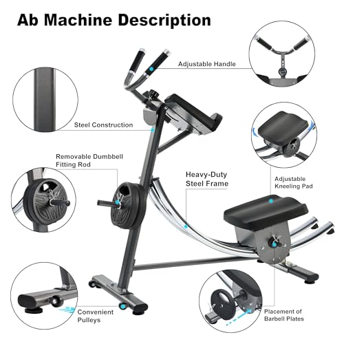2025 Abdominal Exercise Machine for Commercial Use, Side Shaper Ab Machine Exercise Equipment, Foldable Abdominal Crunch Coaster for Home Use (Large,Black)