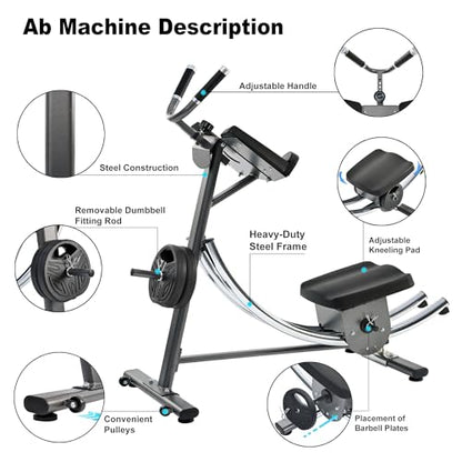 2025 Abdominal Exercise Machine for Commercial Use, Side Shaper Ab Machine Exercise Equipment, Foldable Abdominal Crunch Coaster for Home Use (Large,Black)
