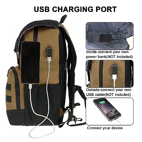 WOLT Laptop Backpack with USB Charging Port Fits Up to 17 Inch Laptop, College Backpack for Men Women, Computer Business Bookbag, Brown - color: Brown