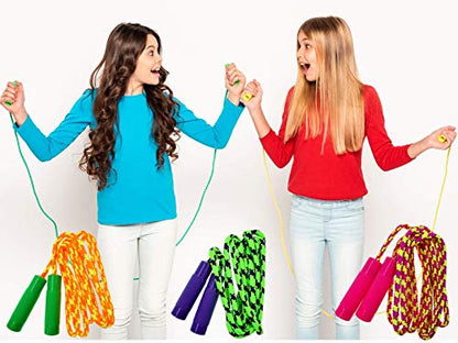 JA-RU 7ft Adjustable Jump Rope (Jump Rope) Nylon Braided Jump Ropes for Kids. Indoor & Outdoor Activities for Teens. Bulk Party Favor & Gymnastics Goodie Bag Stuffers. 1995 - style: 6 Pack