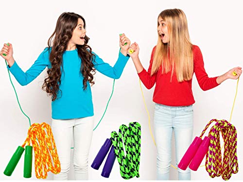 JA-RU 7ft Adjustable Jump Rope (Jump Rope) Nylon Braided Jump Ropes for Kids. Indoor & Outdoor Activities for Teens. Bulk Party Favor & Gymnastics Goodie Bag Stuffers. 1995 - style: 12 Pack