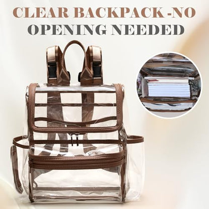 MOMINSIDE Diaper Bag Backpack Small Diaper Bag,Mini Diaper Bag, Clear Bag for Stadium Events Small Clear Bag 12x6x12 for Girls Boys Moms Dads Adult Concert Sports Bag - color: Brown