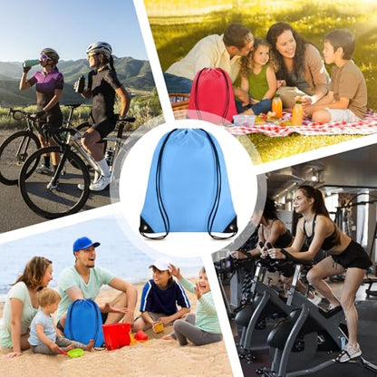 Grneric Drawstring Backpack Bulk 70Pcs String Backpack Drawstring Bags Cinch Bag Sackpack for Men Women Gym(Sky Blue) - color: Sky Blue