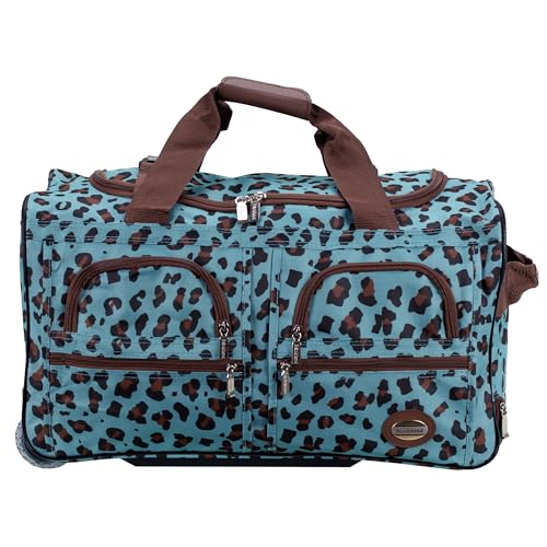 Rockland Rolling Duffel Bag, Black, 22" - color: BLUELEOPARD, size: 22"