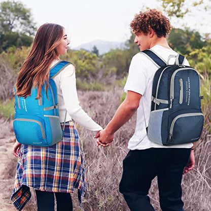 ZOMAKE Lightweight Packable Backpack, 35L Light Foldable Hiking Backpacks Water Resistant Collapsible Daypack for Travel(Light Blue) - color: Light Blue