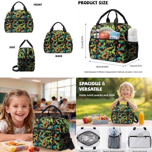 Talayituse Colorful Dinosaur Paint Splatter Print 6 in 1 Set Backpack for Boys Kids, Large Capacity School Bag with Lunch Box Teen Children Elementary Book Bag with Pencil Case Water Bottle Sleeve - color: Colorful Dinosaur Paint Splatter