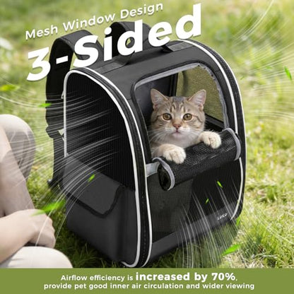Lekereise Dog Carrier Backpack for Small Medium Large Dogs Cats up to 25 lbs, Breathable Pet Backpack Carrier with 3 Entrances, Collapsible Cat Backpack Carrier, Travel Hiking Puppy Backpack - color: Black, size: 14.2"L x 11.8"W x 16.9"H