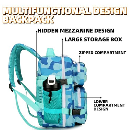 9L Mini Tactical Backpack for Men and Women Tactical Backpack Small for Hiking Small Tactical Bag Fitness Pack - color: Blue Cp