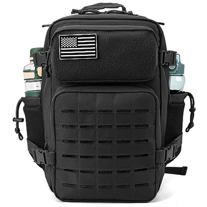 QT&QY 25L/45L Military Tactical Backpack For Men Molle Daypack 3 Day Bug Out Bag Hiking Rucksack With Bottle Holder - color: 25l Black