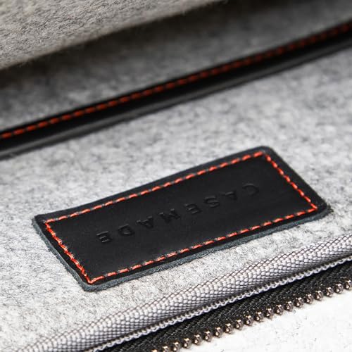 Casemade Real Leather Laptop Case/Zipped Folio Bag with Inner Pocket & Wool Lining Compatible with Apple MacBook, HP, Dell, Asus, Levovo (14 Inch - Black) - color: Black, size: 14 Inch