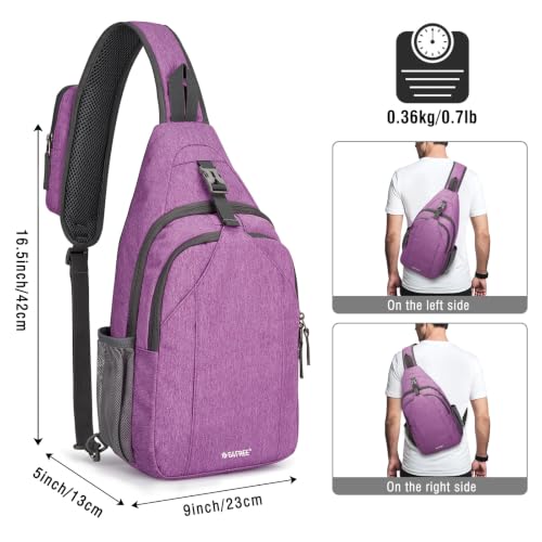 G4Free Sling Bag for Men and Women, RFID Blocking Crossbody Bag, Lightweight Sling Backpack for Travel, Hiking, Walking and Daily Use - color: Light Purple