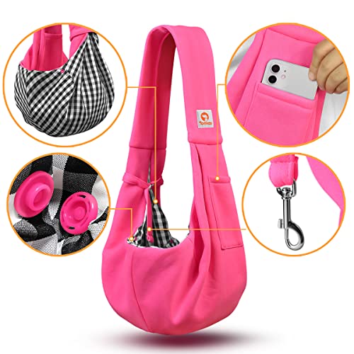 Tomkas Small Dog Sling Carrier - Classic Pocket & Classic Strap - for 3-10 lbs Pets(Rosered) - color: Rose Red