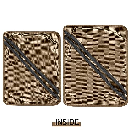 PETAC GEAR Tactical Storage Mesh Pouch Set,Insert Modular Utility Admin Pockets,Travel Organizer EDC Bag - color: Coyote Brown-BK