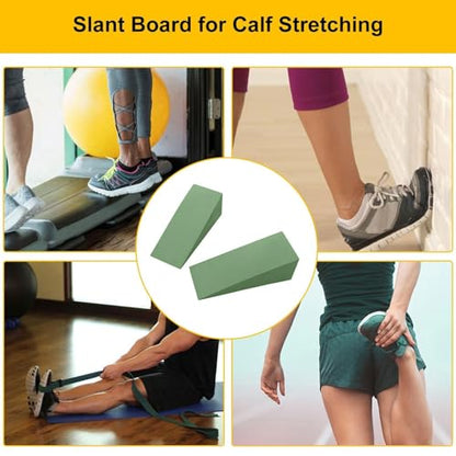 Wedge Block - EVA | Incline Board | Balance Board Foam Stretching Wedge Slant Calf Stretch Foot Support Exercise Tool for Physical Yoga Fitness Training Rehabilitation and Daily Use - color: Green 15x6x5cm ( pair)