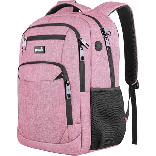 Paude Backpack for Women and Teen Girls, School/College Laptop Bookbag for City Trip, Pink - color: Pink, size: 15.6 inch