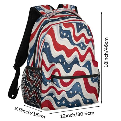Large Backpack with 15.6 Inch Laptop Compartment, Abstract American Star Adult Backpack for Work, Travel & School College Boys Girls - color: Abstract American Star