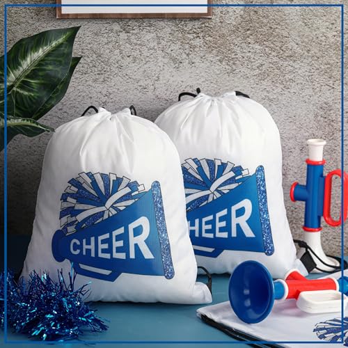 Kacctyen 24 Pcs Cheer Drawstring Backpack Cheer Team Gift Cheerleader Drawstring Gym String Bag Sports Party Favor(Blue) - color: Blue
