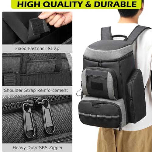 HAMBOLY Premium Pickleball Bag for Men & Women — Large Pickleball Backpack with Padded Paddle Pocket & Shoe Compartment, Tournament Ready with Insulated Cooler & Fence Hook - color: Dark Grey + Light Grey