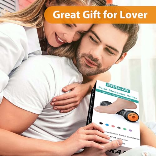 BESKAR Foot Massage Roller for Plantar Fasciitis Relief, Portable Reflexology Tool Pressure Point Massage Rollers, Deep Tissue Massages for Relieving Feet Arch Heel Pain, Myofascial Pain Syndrome - color: Carbon Black