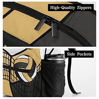 Customized Volleyball Gold White Black Waterproof Backpack with Name for Hiking Camping Picnic - color: Backpack 3