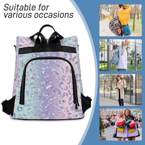 Anti-Theft Daypacks Gradient Purple Glitter Print Backpack Purse for Women Fashion Bag Travel Pack Basic Casual Bags - color: Gradient Purple Glitter Print, size: No Custom