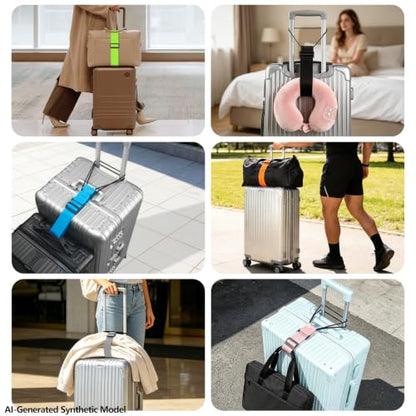Adjustable Luggage Connector Straps for Suitcases, Add a Bag Elastic Belt - color: Pink