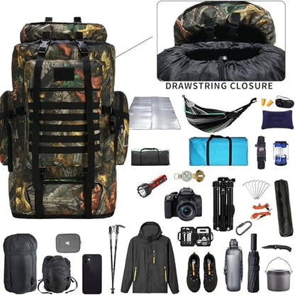 Hiking Backpack for Men 70L/100L Camping Backpack Military Rucksack Molle 3 Days Assault Pack for Climbing | Camping Backpack - color: 100l-maple