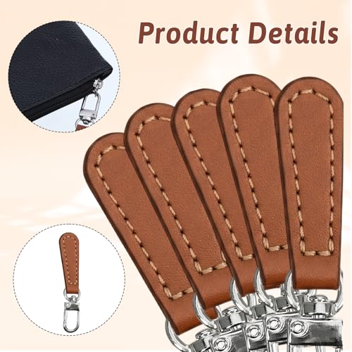 10 Pack Zipper Pull Replacement Leather Handle Detachable Zippers Repair Tab Leather Zipper Pull for Luggage Backpacks Suitcases Jackets Purses Handbags