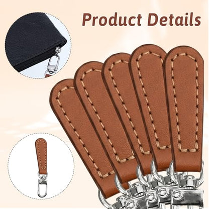 10 Pack Zipper Pull Replacement Leather Handle Detachable Zippers Repair Tab Leather Zipper Pull for Luggage Backpacks Suitcases Jackets Purses Handbags