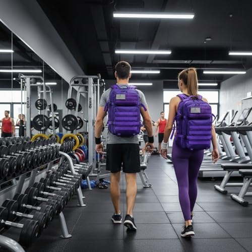 45L Military Tactical Backpack for Men & Women Bug Out Bag Assault pack Molle Daypack Hiking Trekking Rucksack(Purple) - color: Purple