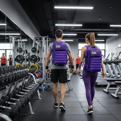 45L Military Tactical Backpack for Men & Women Bug Out Bag Assault pack Molle Daypack Hiking Trekking Rucksack(Purple) - color: Purple