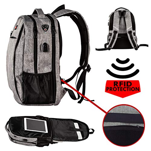 OPACK Travel Laptop Backpack, Business Anti Theft Slim RFID Blocking pocket Durable 15.6 Inch Laptops Backpack, USB Charging Port, Water Resistant College Laptop Bag
