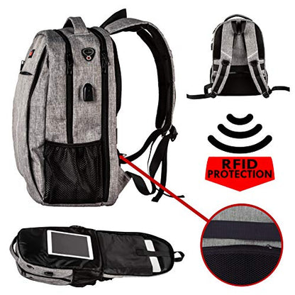 OPACK Travel Laptop Backpack, Business Anti Theft Slim RFID Blocking pocket Durable 15.6 Inch Laptops Backpack, USB Charging Port, Water Resistant College Laptop Bag
