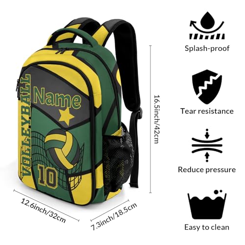 Volleyball Gold Green School Backpack Laptop Bag for Woman Man Gift - color: Muilti 21