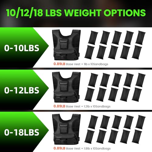 Adjustable Weighted Vest for Women, Customizable 0-18 lbs Strength Training Vest with 10 Removable Sandbag, Breathable Design, Reflective Safety Strips for Running, Hiking, and Fitness - size: 0-12 lb