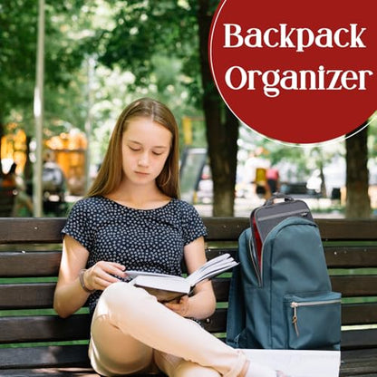 GillyGro Unisex Foldable Vertical Backpack Organizer Insert for Tote Bag, Carry On, Picnic, Camping - With Pockets & Handle - color: Gray/Red