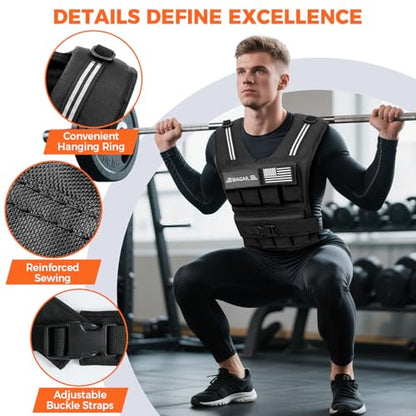 BAGAIL Weighted Vest Men, 20lb/30lb/40lb Adjustable Weight Vest for Woman with Removable Iron Weights, Women’s Rucking Vest for Walking, Workout, Running, Strength Training - size: 20 lb